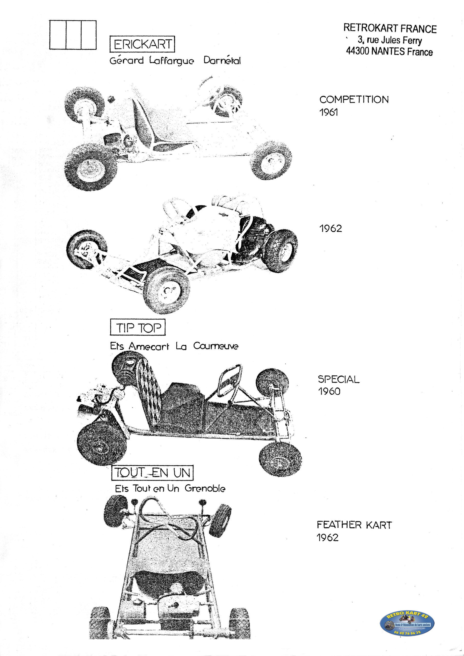 Châssis; Grenoble; Solo; Rexo; Mac Culloch; Eclaté châssis; 1960; 1961; 1962; Erickart;